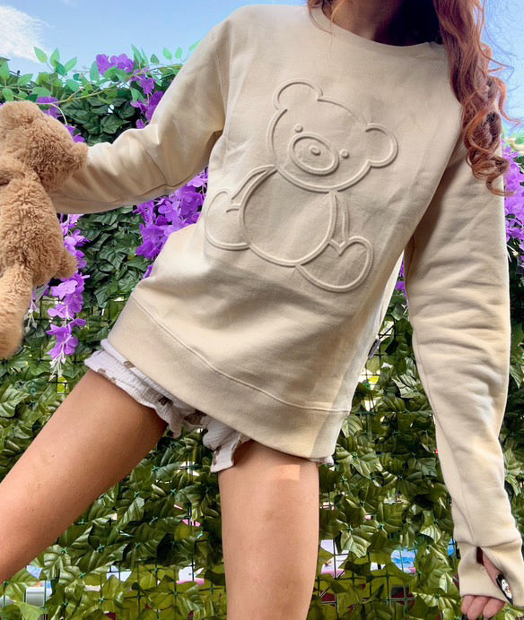 The Theo -  Beige Teddy Bear Sweatshirt