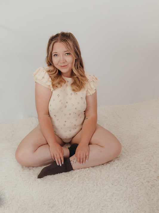 The Aspen - Mushroom Waffle Adult Onesie